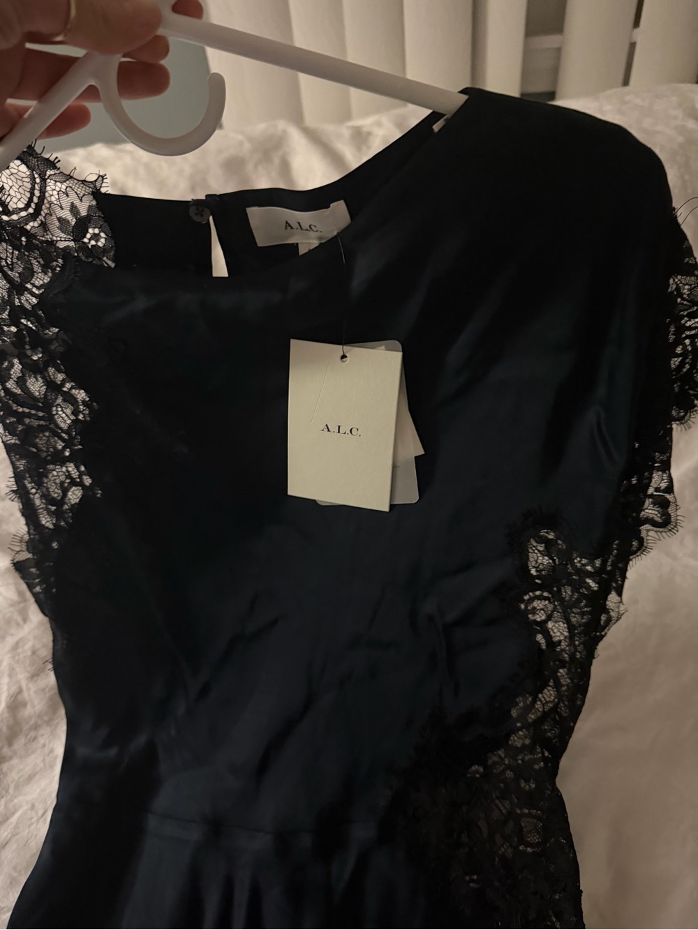 A.L.C. Alessia Textured Satin And Lace Maxi Dress - Picture 10 of 11